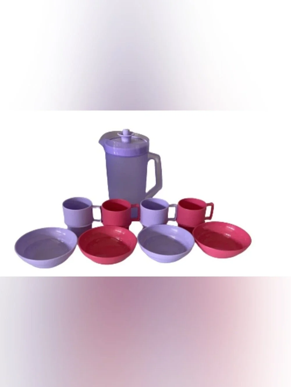 Tupperware Mini Fiesta Pink & Lavender Party Bowl and Mug Set  New